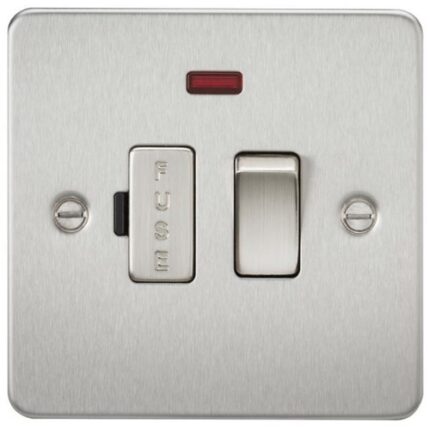 Knightsbridge Flat Plate 13A switched fused spur unit with neon – brushed chrome FP6300NBC - West Midland Electrics | CCTV & Electrical Wholesaler 5