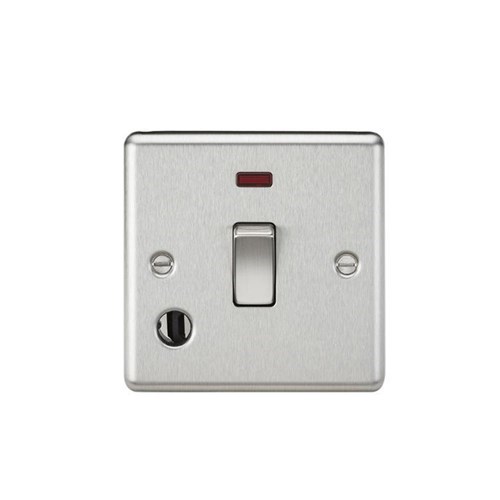 Knightsbridge 20A 1G DP Switch with Neon & Flex Outlet – Rounded Edge Brushed Chrome CL834FBC - West Midland Electrics | CCTV & Electrical Wholesaler