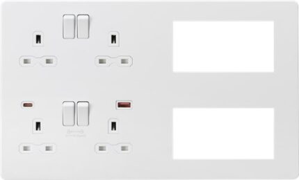 Knightsbridge Screwless Combination Plate with Dual USB FASTCHARGE A+C – Matt White SFR998MW - West Midland Electrics | CCTV & Electrical Wholesaler 5