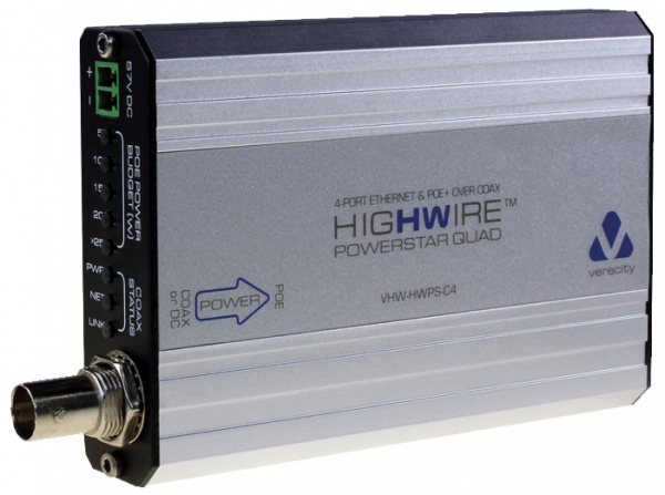 4 port ethernet & PoE over coax HIGHWIRE-POWERSTAR-QUAD-VHW-HWPS-C4 - West Midland Electrics | CCTV & Electrical Wholesaler