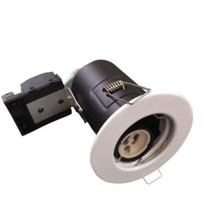 Ener-J Fire Rated Downlight Housing with GU10 holder, White Ring T759 - West Midland Electrics | CCTV & Electrical Wholesaler